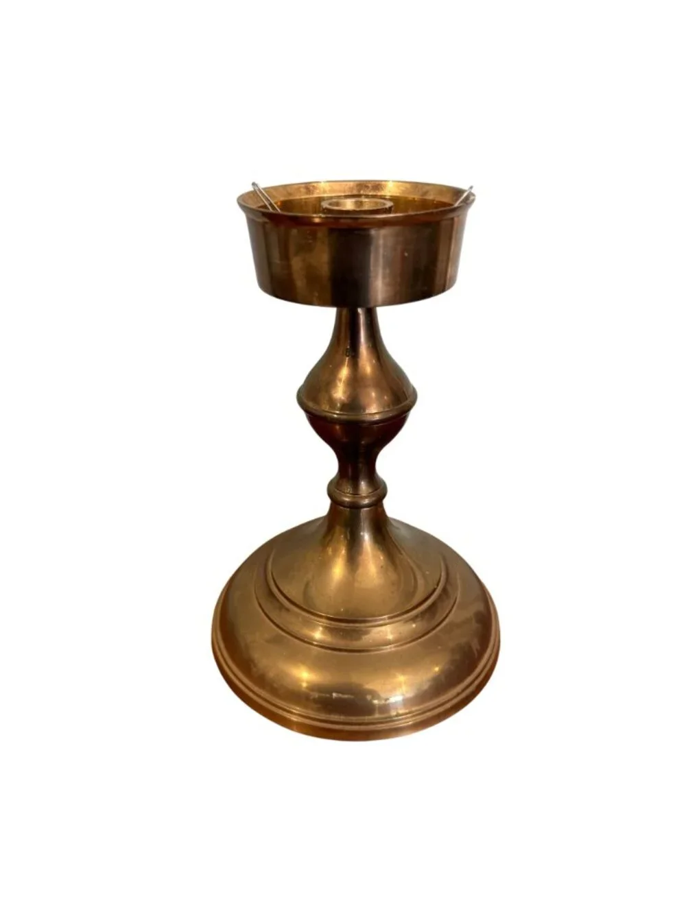 Vintage Brass Candlestick Holder Round Base Elegant Design Polished Finish